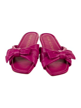 Stuart Weitzman Leather Bow Accents Slides