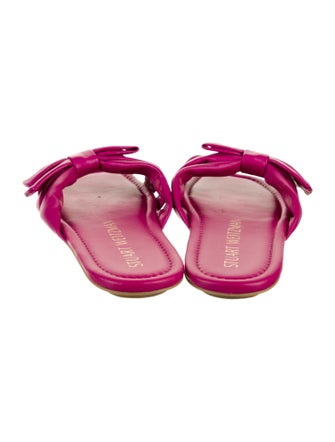 Stuart Weitzman Leather Bow Accents Slides
