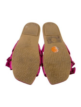 Stuart Weitzman Leather Bow Accents Slides