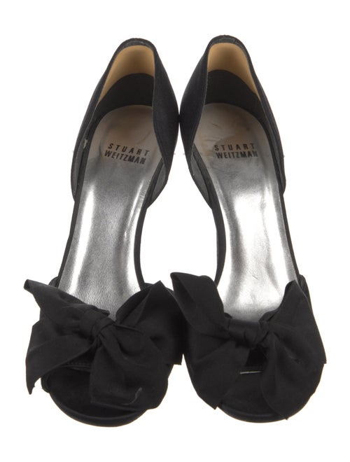 Stuart Weitzman Satin Bow Accents D'Orsay Pumps
