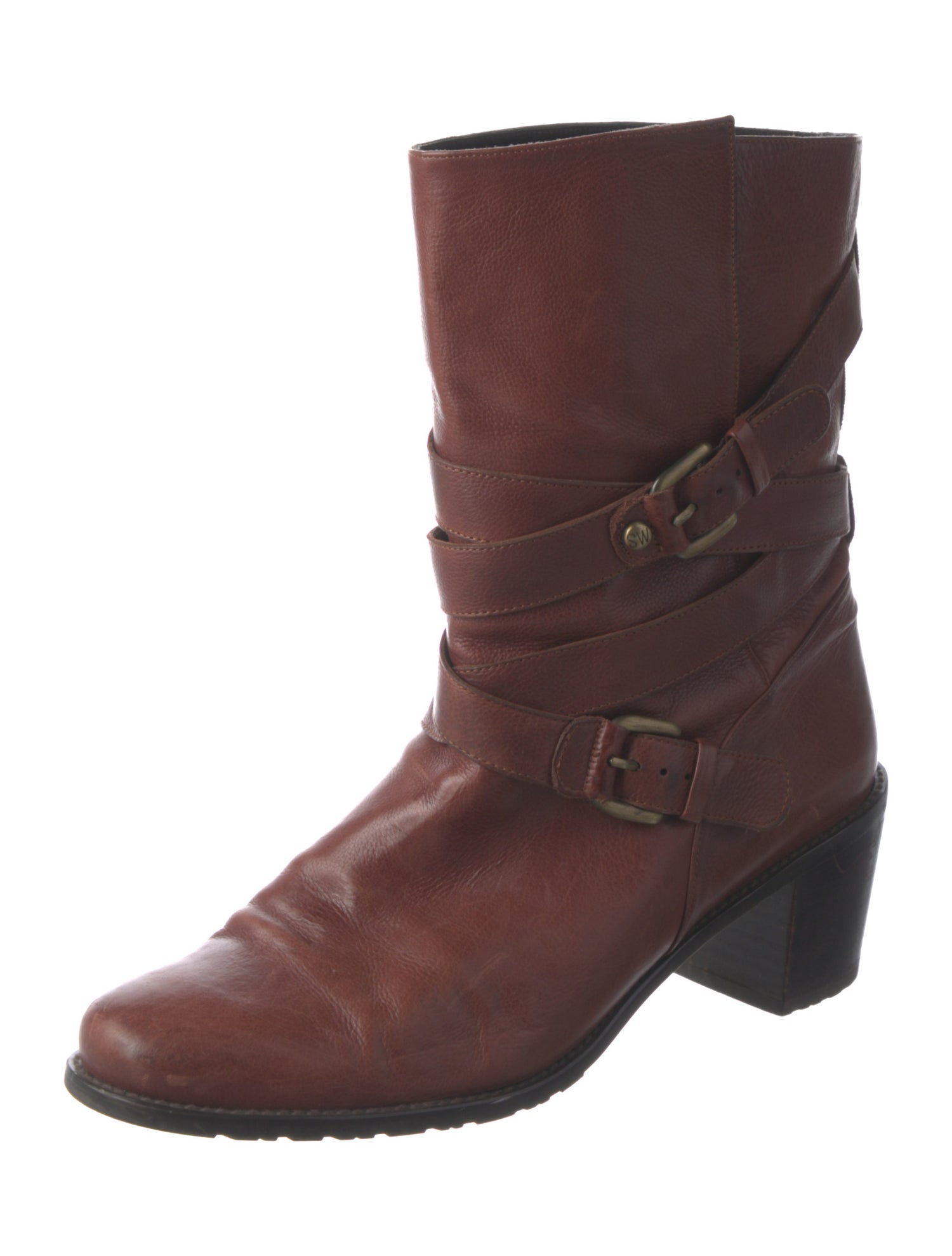 Stuart Weitzman Leather Moto Boots