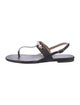 Stuart Weitzman Leather Beaded Accents T-Strap Sandals