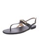 Stuart Weitzman Leather Beaded Accents T-Strap Sandals