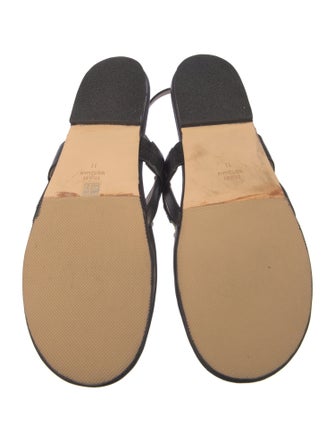 Stuart Weitzman Leather Beaded Accents T-Strap Sandals