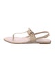 Stuart Weitzman Leather Beaded Accents T-Strap Sandals