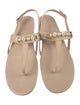 Stuart Weitzman Leather Beaded Accents T-Strap Sandals