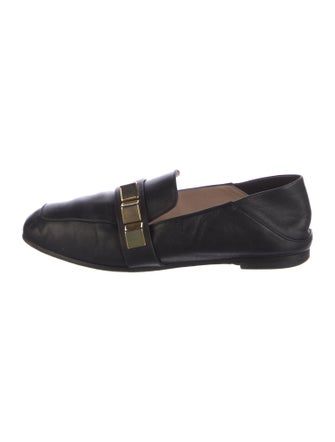 Stuart Weitzman Leather Studded Accents Loafers