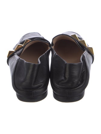 Stuart Weitzman Leather Studded Accents Loafers