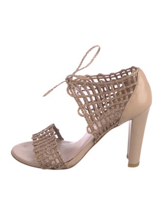 Stuart Weitzman Raffia Braided Accents Sandals
