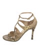 Stuart Weitzman Leather Animal Print T-Strap Sandals