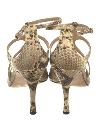 Stuart Weitzman Leather Animal Print T-Strap Sandals