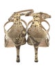 Stuart Weitzman Leather Animal Print T-Strap Sandals