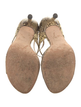 Stuart Weitzman Leather Animal Print T-Strap Sandals