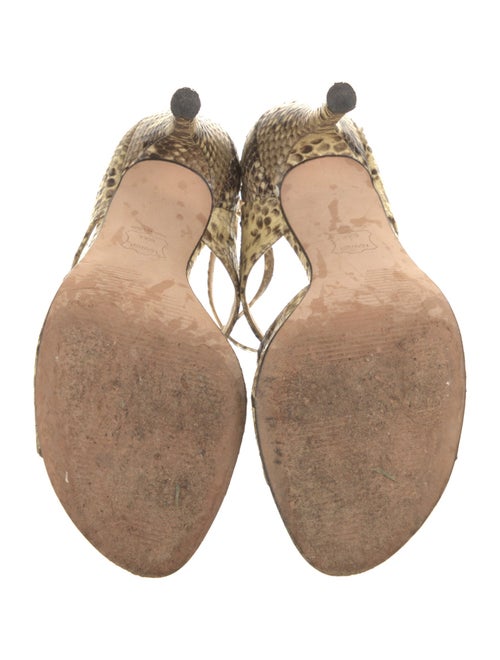 Stuart Weitzman Leather Animal Print T-Strap Sandals