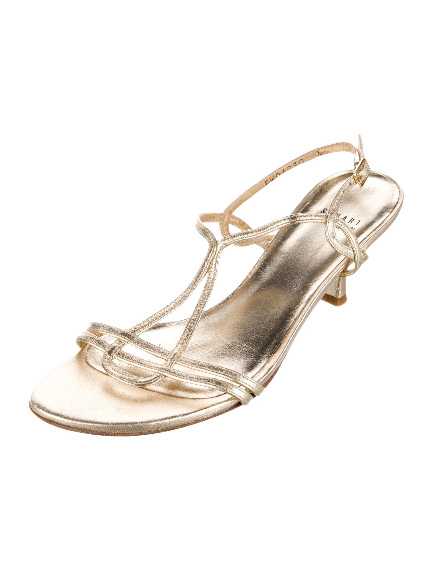 Stuart Weitzman Leather T-Strap Sandals