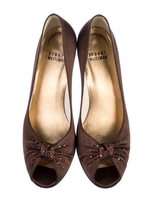 Stuart Weitzman Satin Crystal Embellishments Pumps