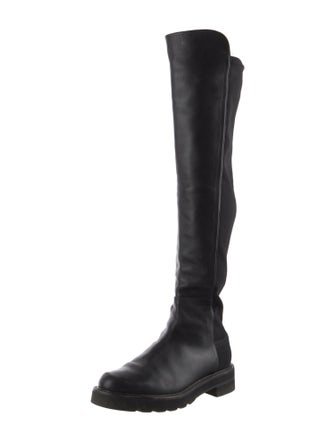 Stuart Weitzman Leather Leather Trim Embellishment Boots