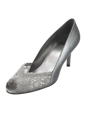 Stuart Weitzman Leather Lace Pattern Sandals