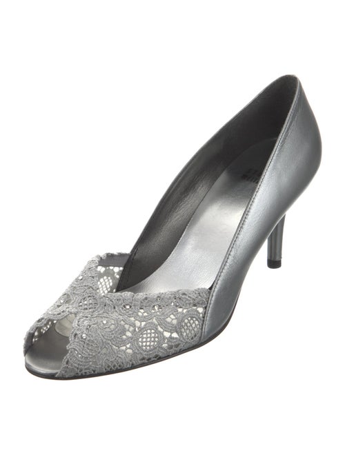 Stuart Weitzman Leather Lace Pattern Sandals