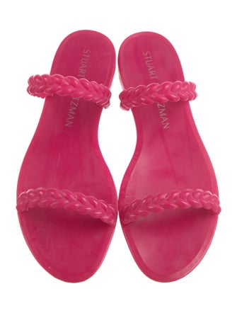 Stuart Weitzman Rubber Braided Accents Slides
