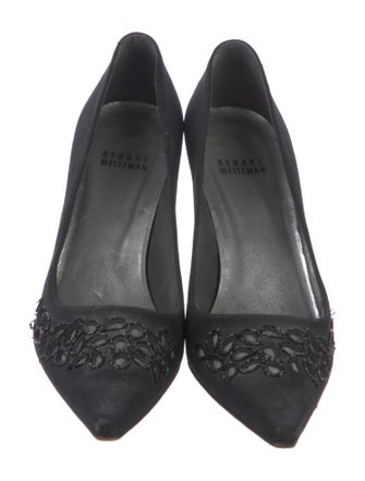 Stuart Weitzman Satin Beaded Accents Pumps