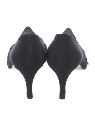 Stuart Weitzman Satin Beaded Accents Pumps