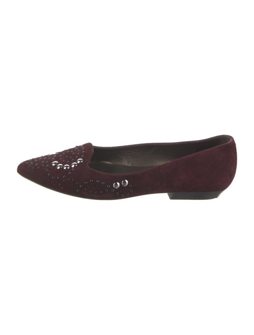 Stuart Weitzman Suede Studded Accents Loafers