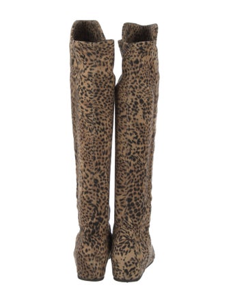 Stuart Weitzman Suede Animal Print Boots