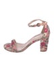 Stuart Weitzman Floral Print Embroidered Accent Sandals