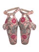 Stuart Weitzman Floral Print Embroidered Accent Sandals