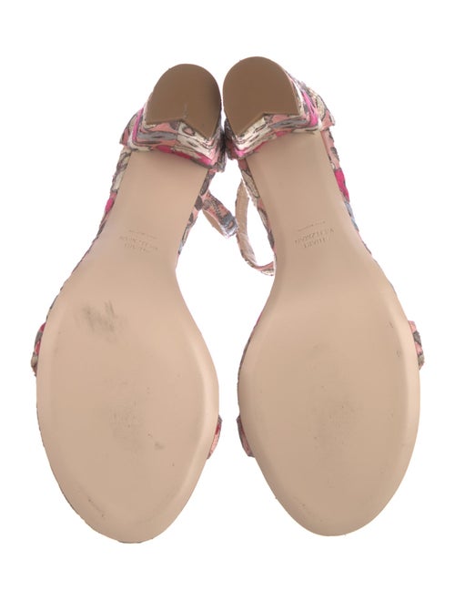 Stuart Weitzman Floral Print Embroidered Accent Sandals