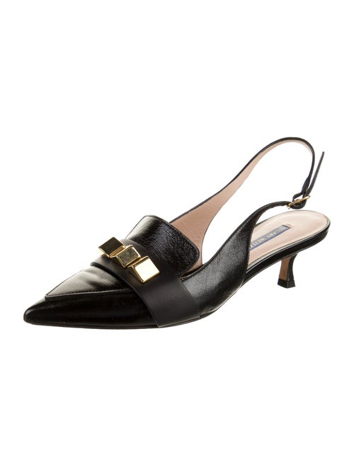 Stuart Weitzman Leather Studded Accents Slingback Pumps