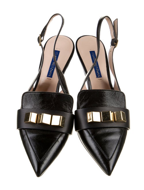 Stuart Weitzman Leather Studded Accents Slingback Pumps