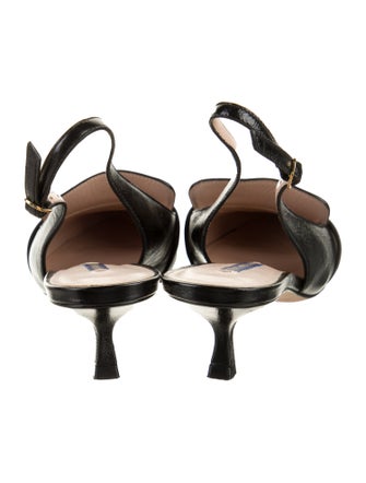Stuart Weitzman Leather Studded Accents Slingback Pumps