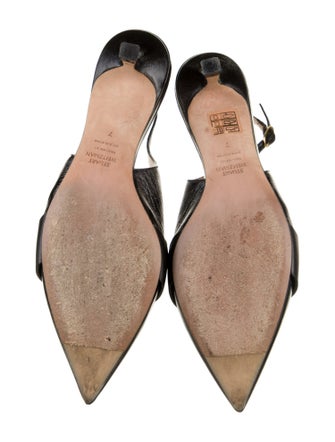 Stuart Weitzman Leather Studded Accents Slingback Pumps