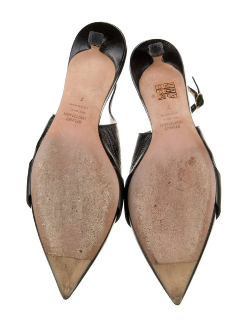 Stuart Weitzman Leather Studded Accents Slingback Pumps