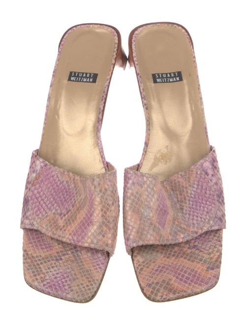 Stuart Weitzman Leather Animal Print Slides