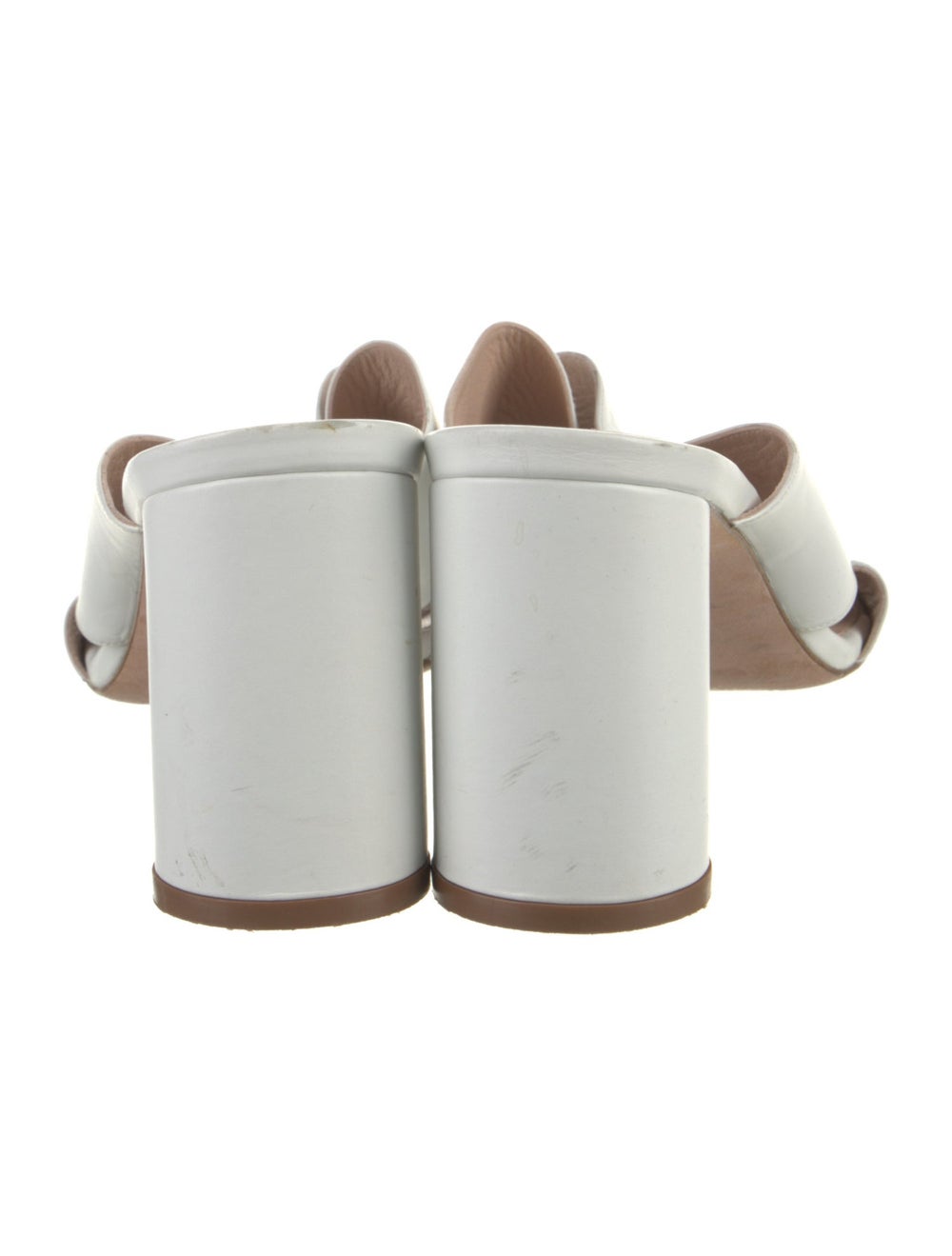 Stuart Weitzman Leather Slides White Platform Cro… - image 4