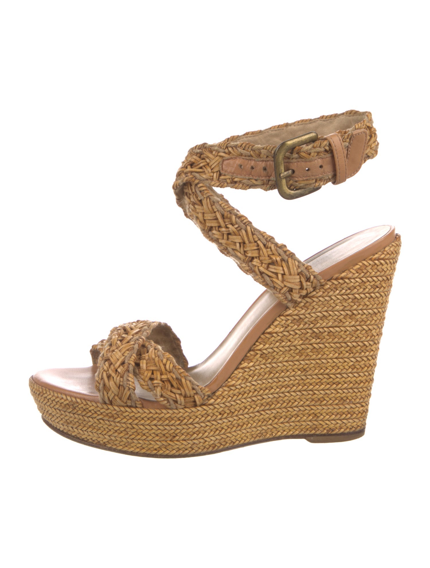Stuart Weitzman Leather Braided Accents Espadrilles