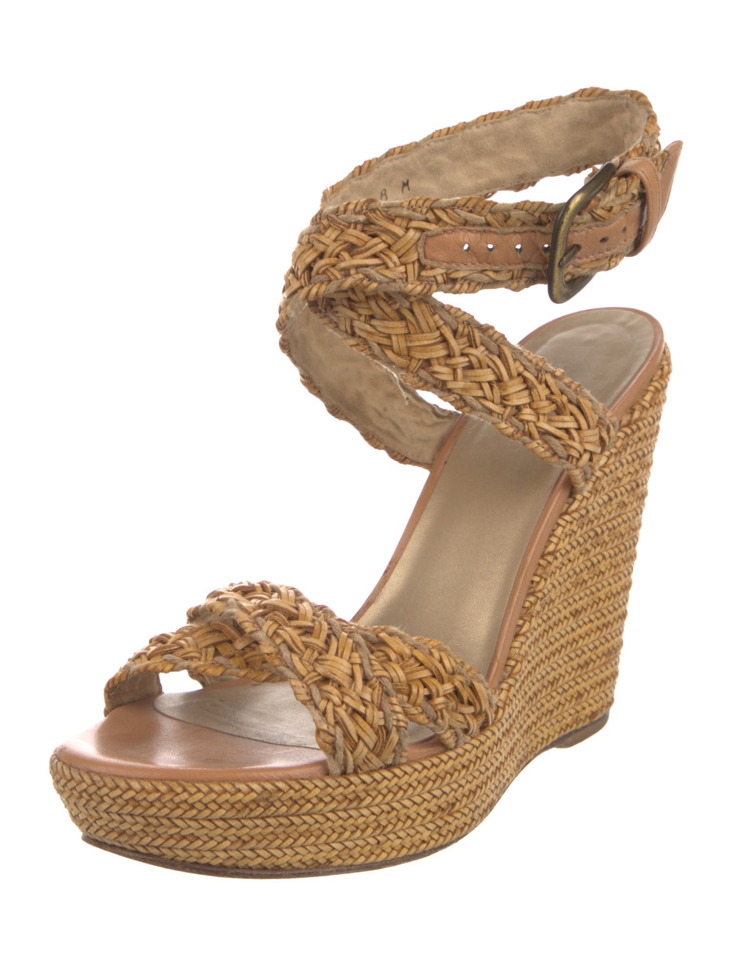Stuart Weitzman Leather Braided Accents Espadrilles