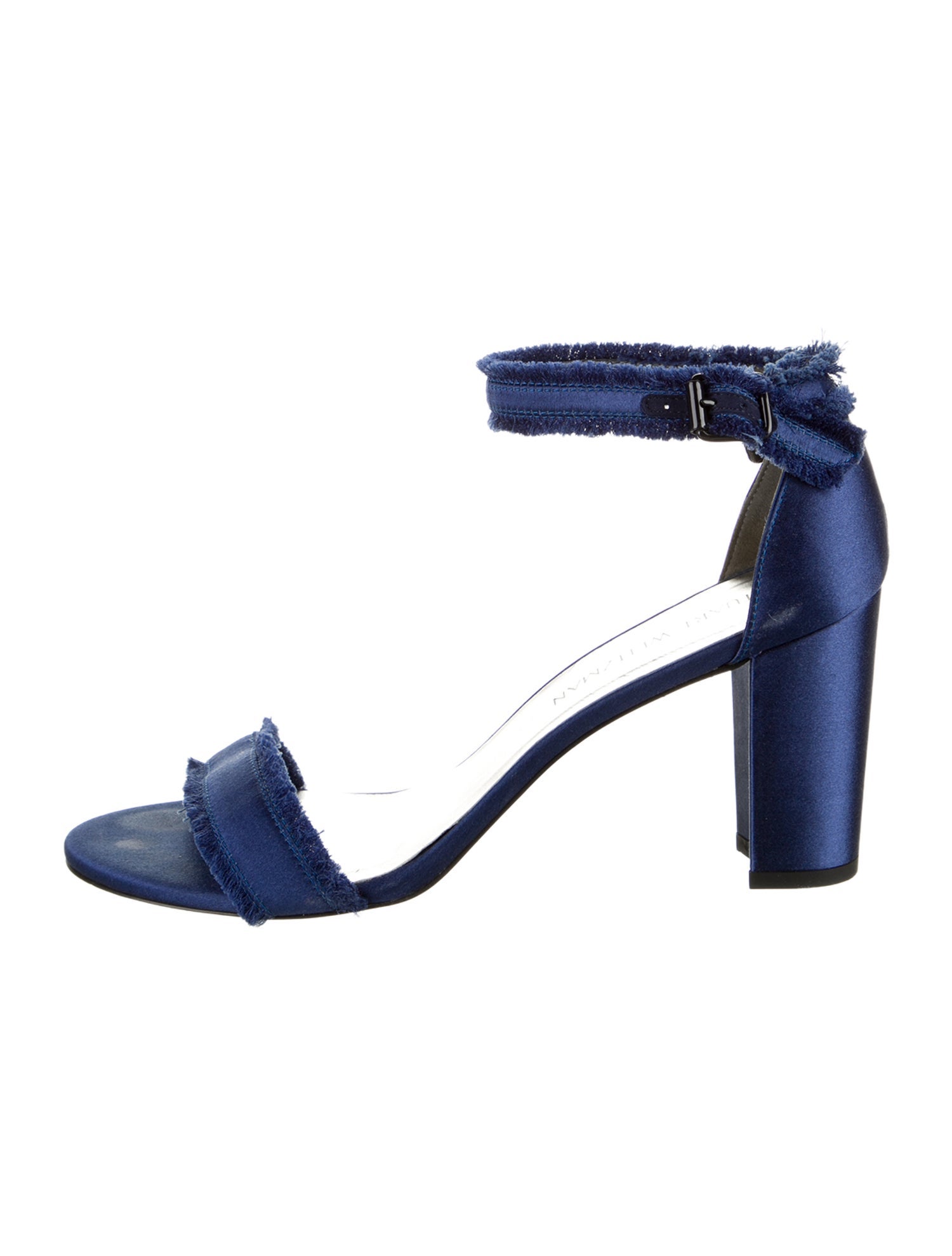 Stuart Weitzman Satin Raw-Edge Trim Sandals