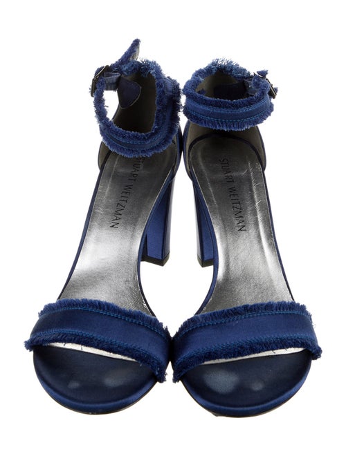 Stuart Weitzman Satin Raw-Edge Trim Sandals