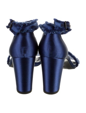 Stuart Weitzman Satin Raw-Edge Trim Sandals