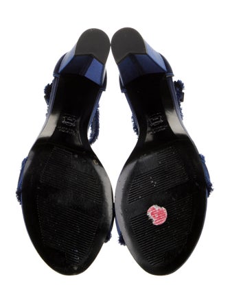 Stuart Weitzman Satin Raw-Edge Trim Sandals