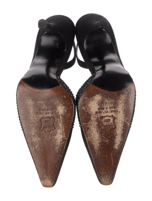 Stuart Weitzman Suede Crystal Embellishments Slingback Pumps