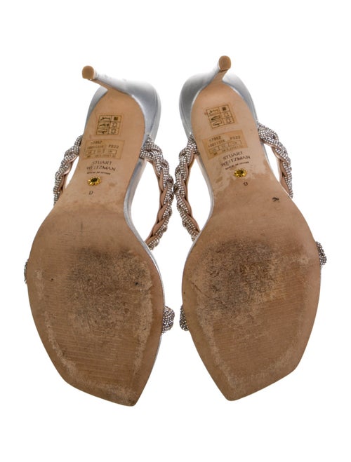 Stuart Weitzman Leather Crystal Embellishments Slides