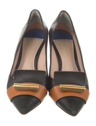 Stuart Weitzman Leather Colorblock Pattern Pumps