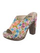 Stuart Weitzman Leather Floral Print Mules