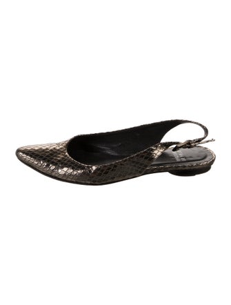 Stuart Weitzman Leather Animal Print Slingback Flats