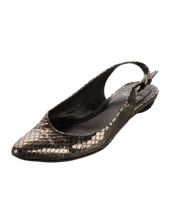 Stuart Weitzman Leather Animal Print Slingback Flats